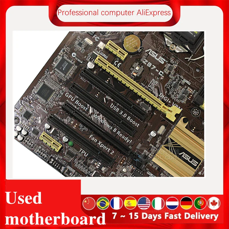 Imagem -06 - Placa-mãe de Mesa Placa-mãe Original Usada Z87 Z87m Lga 1150 Core i7 i5 i3 Ddr3 Sata3 Usb 3.0 Asus-z87-c