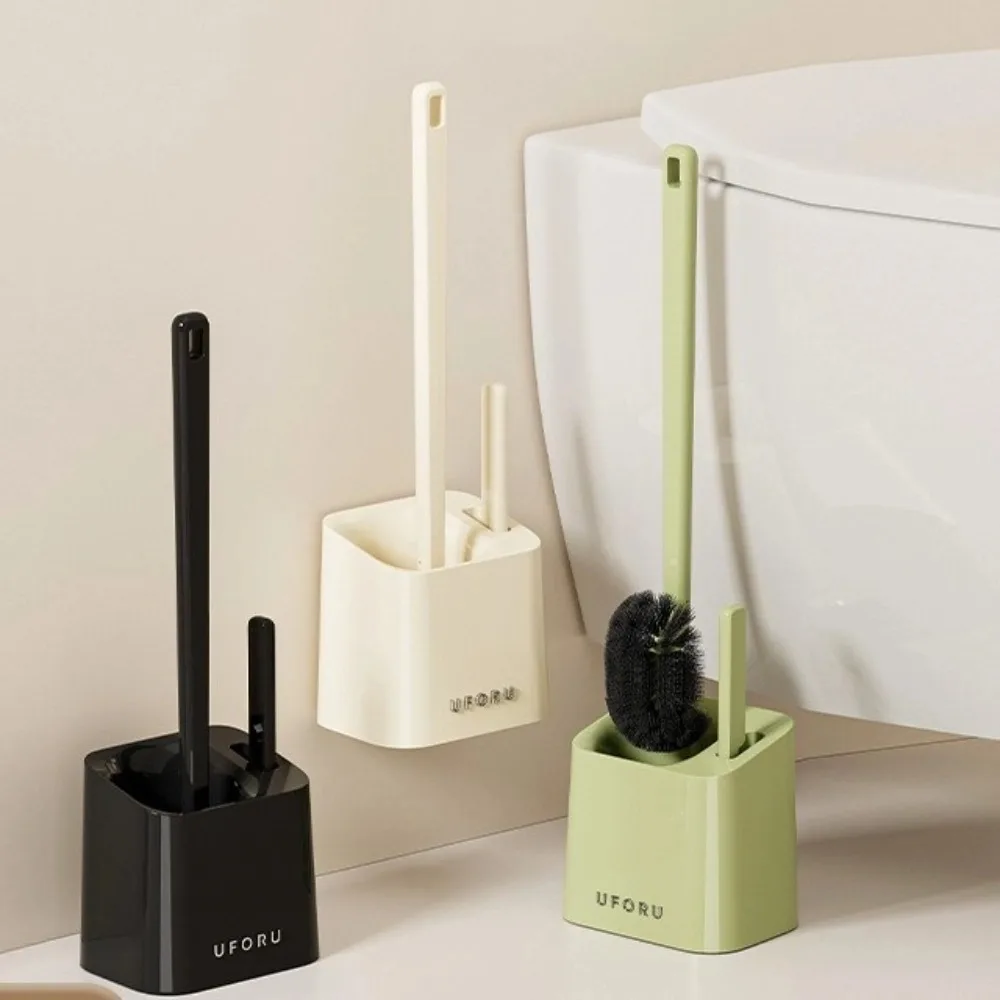 

Brush Head Upward Toilet Cleaning Brush Plastic Space Saving Wall Mounted Toilet Brush with Base Non-Slip