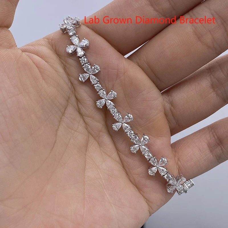

7CTW Round & Pear Cut HPHT Lab Grown Diamond Tennis Bracelet Platinum 950 DEF VS-VVS Diamond Jewelry For Lady Anniversary Gift