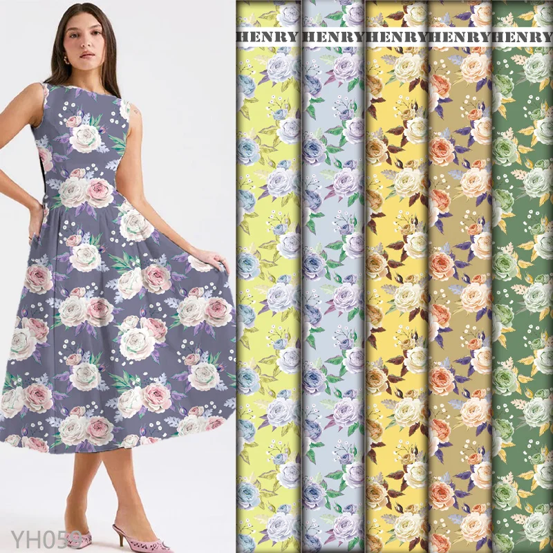 

Fashion2025 Custom Digital Print Ткань полиэфирный материал цветочный дизайн Для одежды