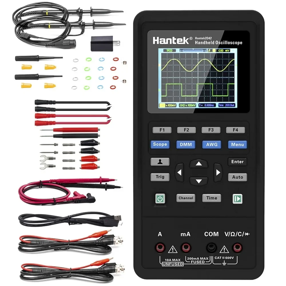 2D42 Handheld Oscilloscope 40MHz Waveform Generator Multimeter 3 in 1 Multifunction Tester 2CH+AFG+DMM Scope