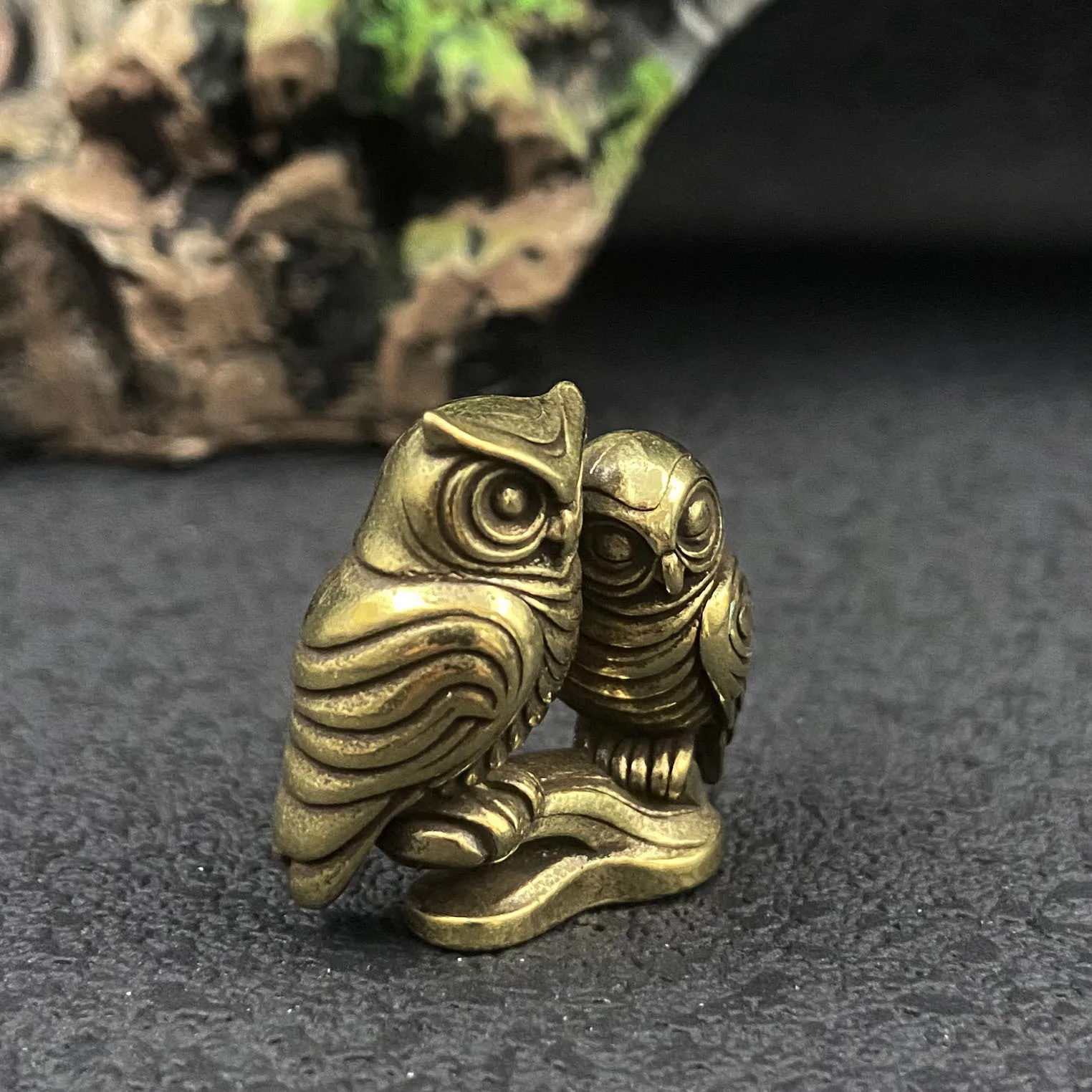 1/2 piece owl brass figurines solid ornaments home desktop office bookshelf decoration view 3