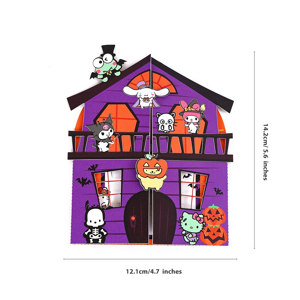 Sanrio Halloween 3D Pop Up Card Podwójne drzwi Kartka okolicznościowa Kreatywne dekoracje Zaproszenie na imprezę z kopertą