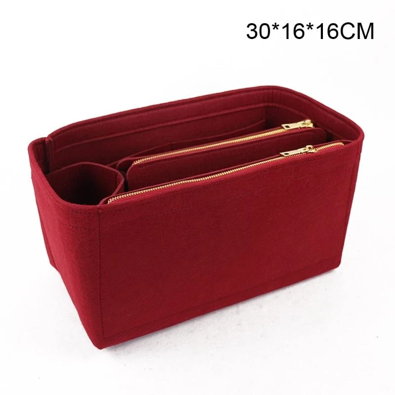 

G5AE Purse Insert Felt Bags Handbag with Zipper Tote Shaper Multi Pocket