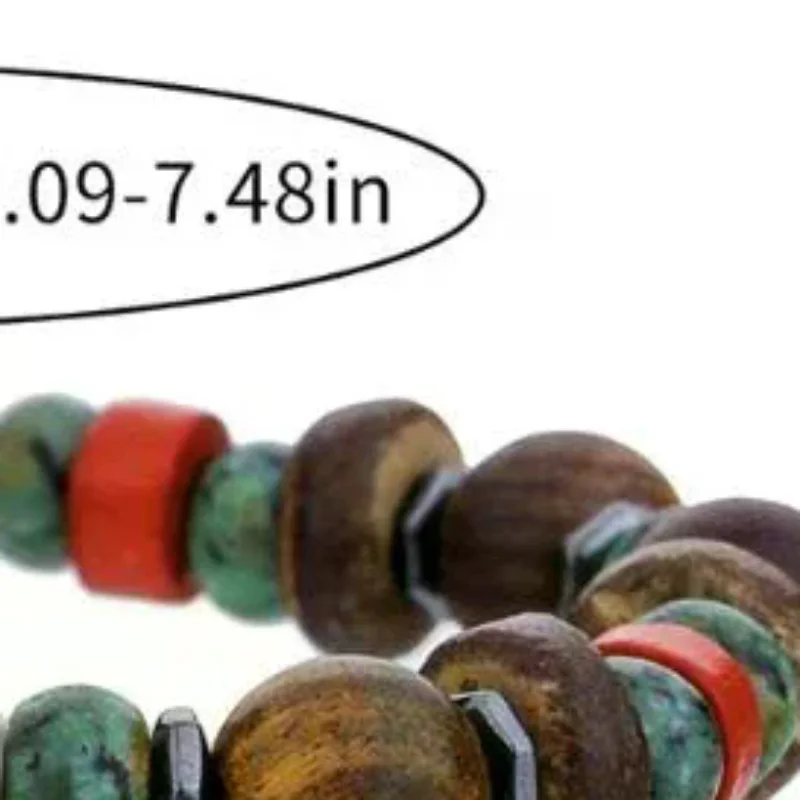 Vintage Handmade Beaded Skull Bracelet For Men Wooden Coconut Shell Beaded Bracelet Jewelry