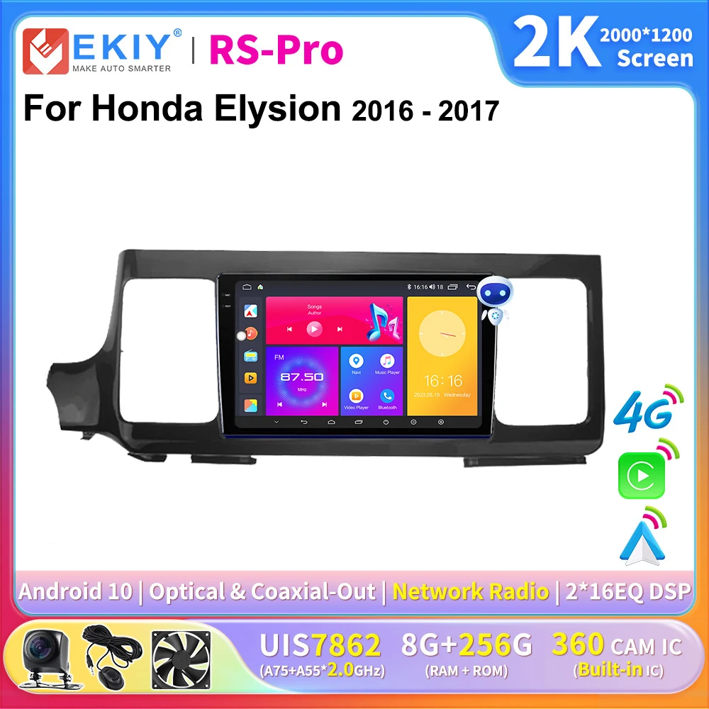 EKIY CarPlay Android Auto Radio For Honda Elysion 2016-2017 Multimedia Video Player 2K Screen 2din Stereo GPS Navigation DSP