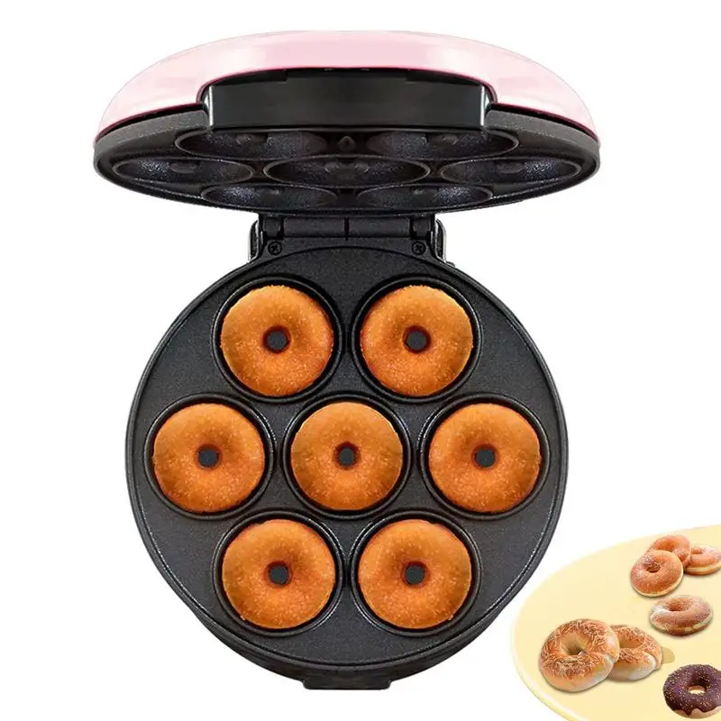 Nonstick Doughnut Maker Mini Cake Donut Machine Double-sided Heating Make 7 Donuts Electric Donut Baker Donuts For Kid Breakfast