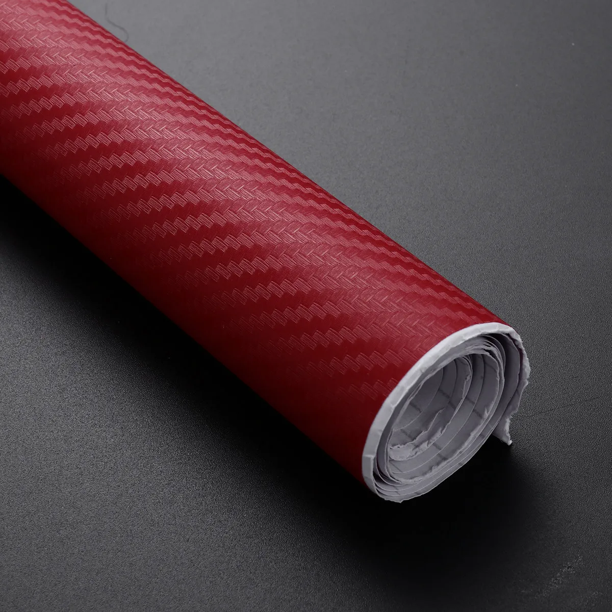 

Carbon Fiber Wrap Roll 3D Texture Red Car Film Sticker Self-Adhesive Easy to Cut Protective Decal 10x127cm Waterproof Dirt