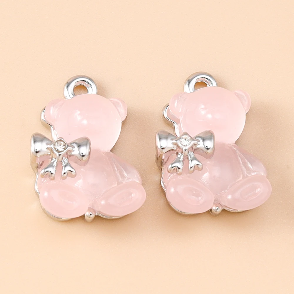 Leslie 5 Stück 13 x 19 mm niedliche zierliche Kristall-Gummibärchen-Charms für Anhänger, Halskette, Armband, Schmuckherstellung, DIY, niedlicher Anhänger, Basteln – Detail 6