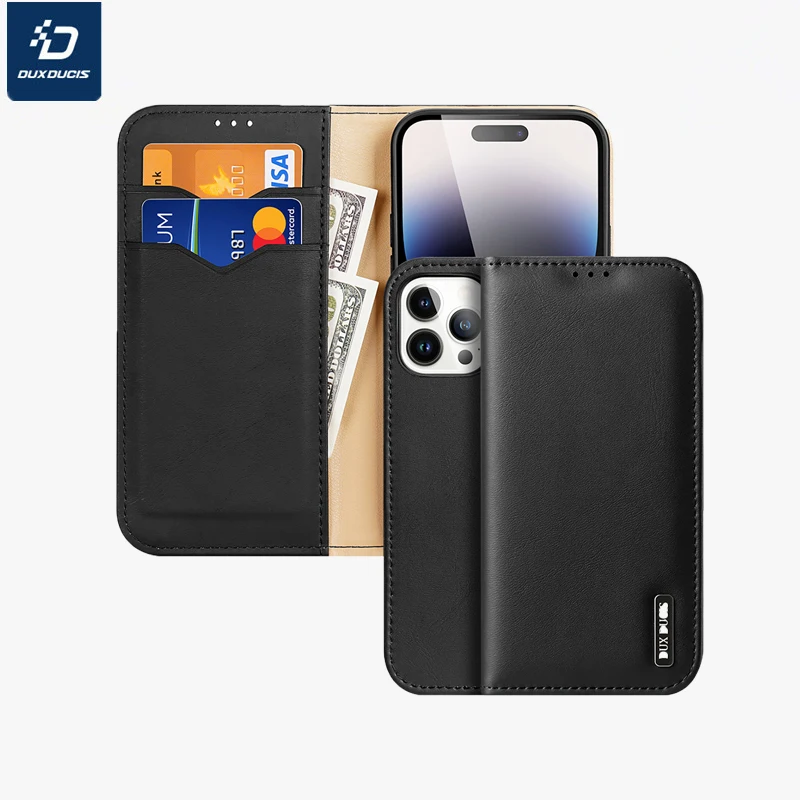 

DUX DUCIS Премиум натуральный флип-кошелек из натуральной кожи Cace для iPhone 14 ProMax магнитный кожаный слот для карт противоударный чехол для телефона