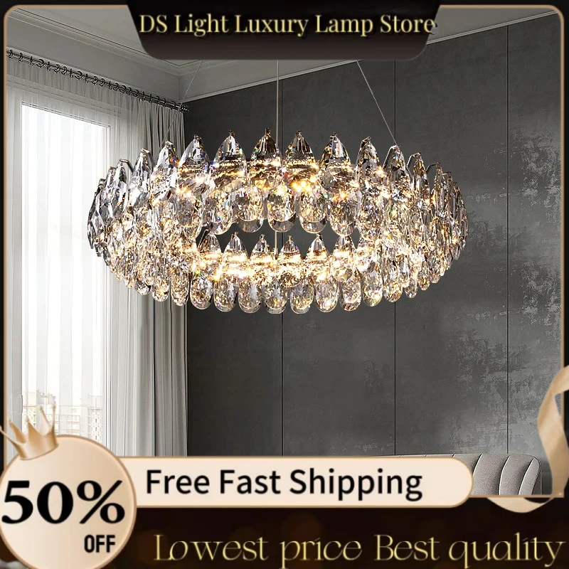 

Round K9 Crystal Chandeliers For Living Room Crystal Large Lighting Dining Chrome Crystal Hanging Lamp Chandelier