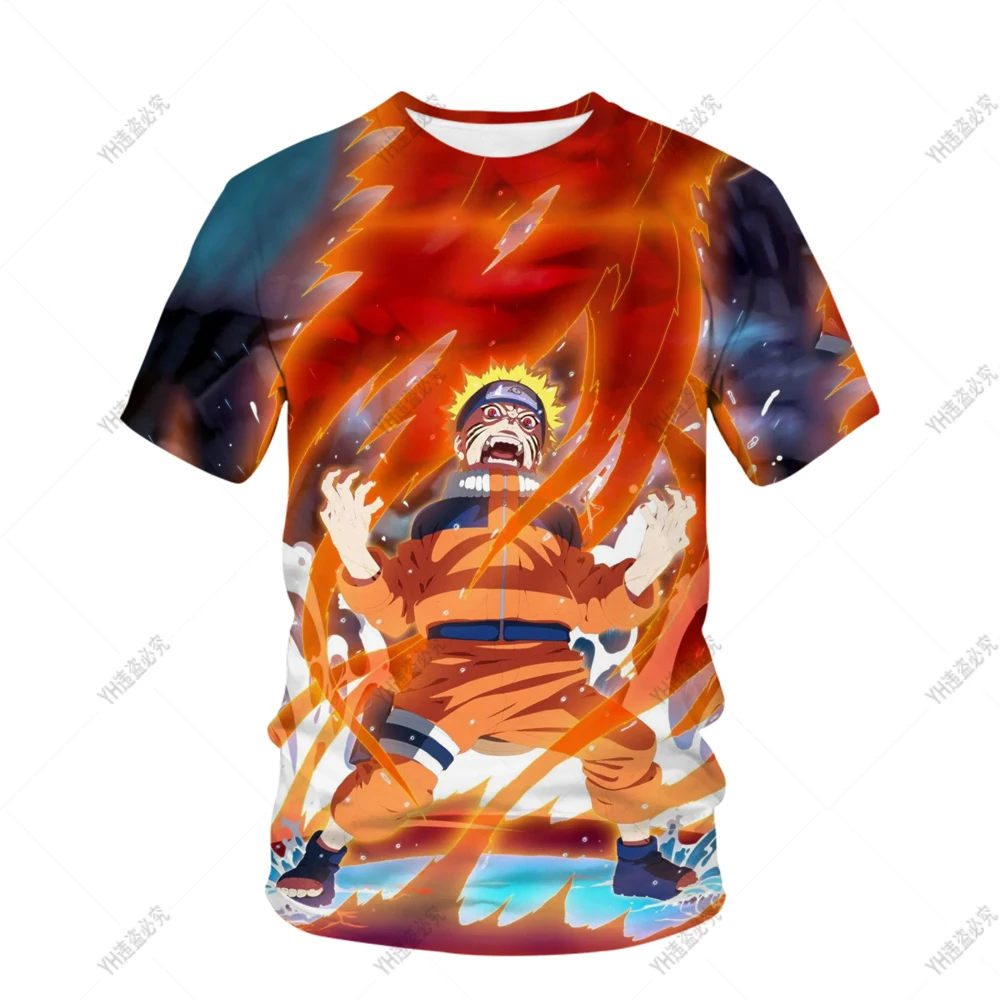 Naruto 2024 New Japanese Anime Printed Round Neck Short Sleeve T-Shirt Boys And Girls Summer Loose All-Matching Children's Top