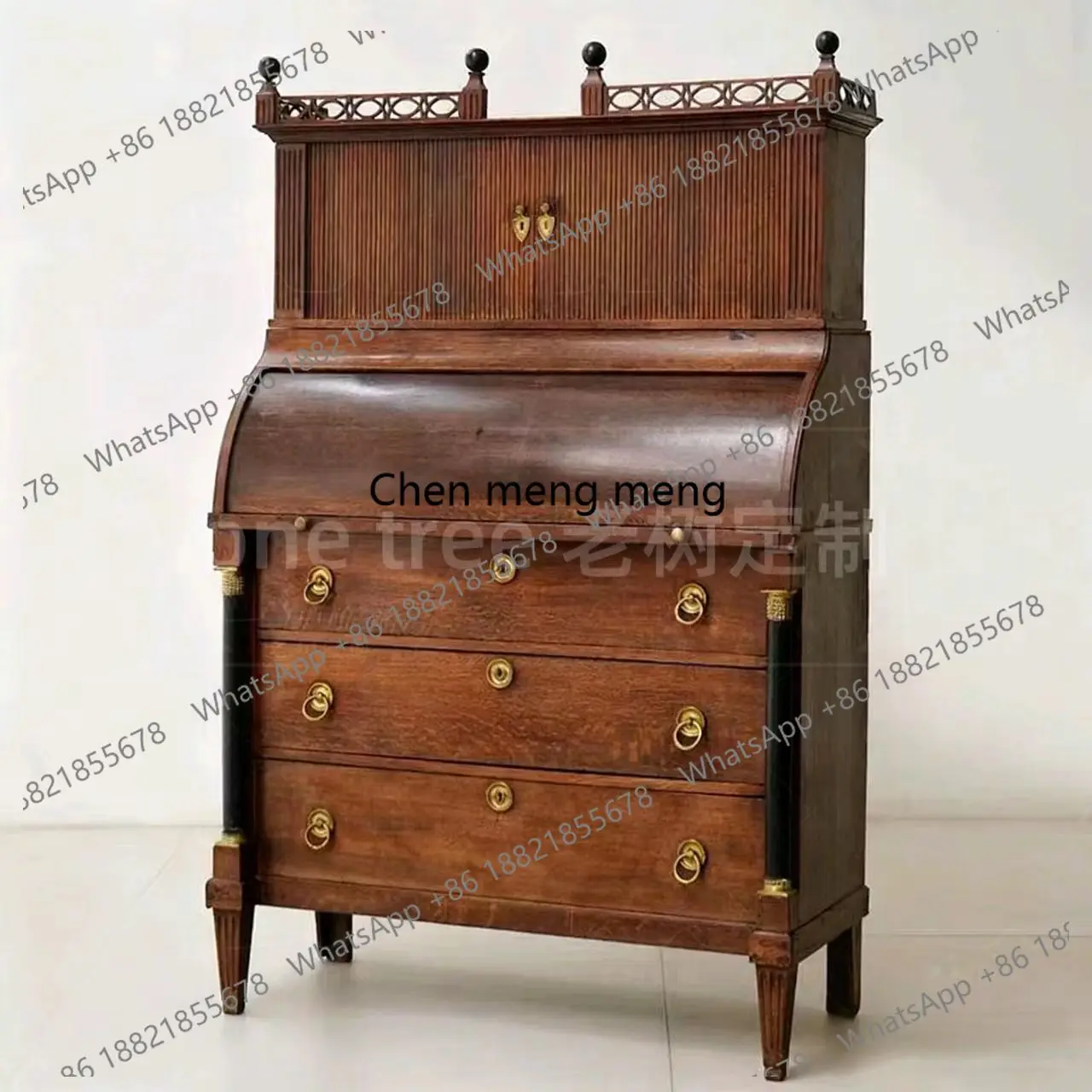 

French vintage solid wood chest of drawers living room wall storage cabinet display decorative cabinet