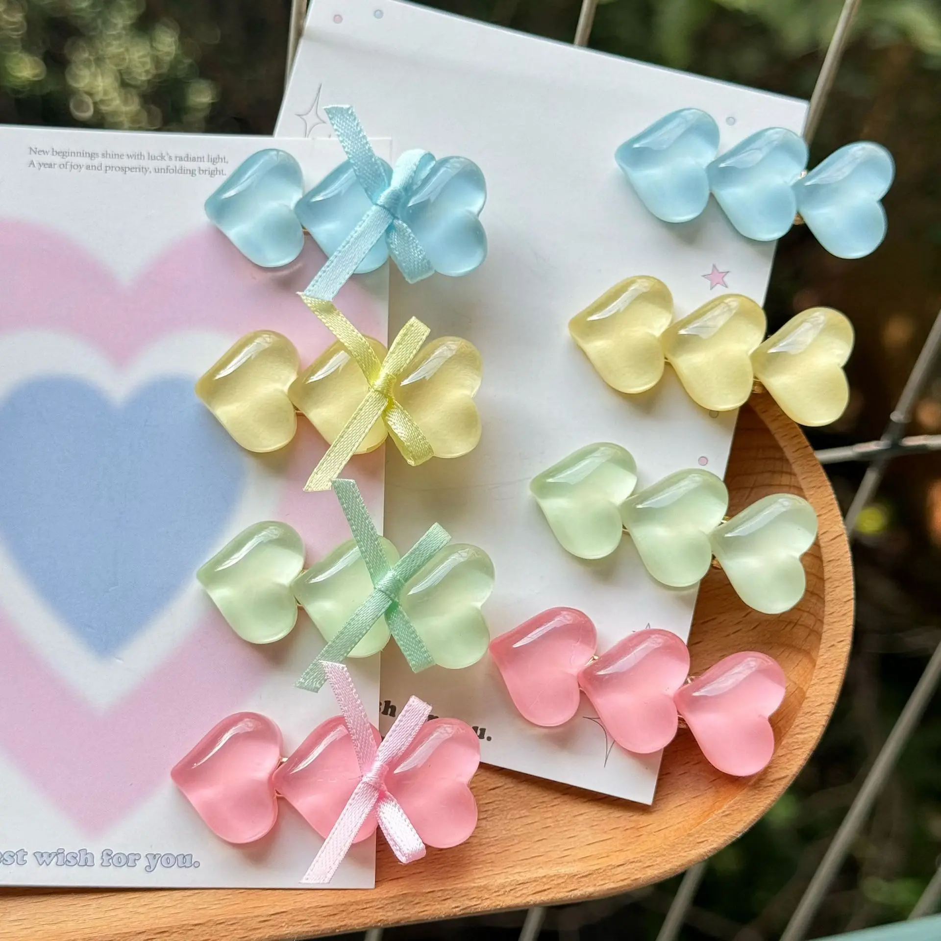 Pinzas para el cabello para mujer, 5 uds., pasadores de corazón transparentes, bonitos pinzas con lazo, pinzas para el cabello delanteras suaves sin daños para cabello fino