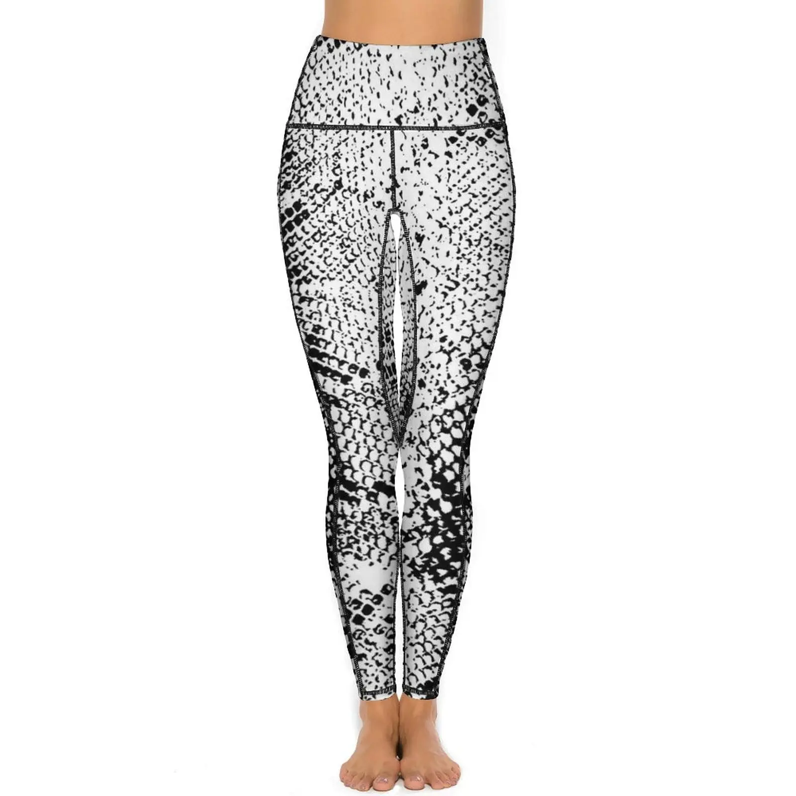 Snake Skin Python Yoga Pants Sexy Black White Graphic Leggings High Waist Work Out Leggins Women Retro Quick-Dry Sports Tights