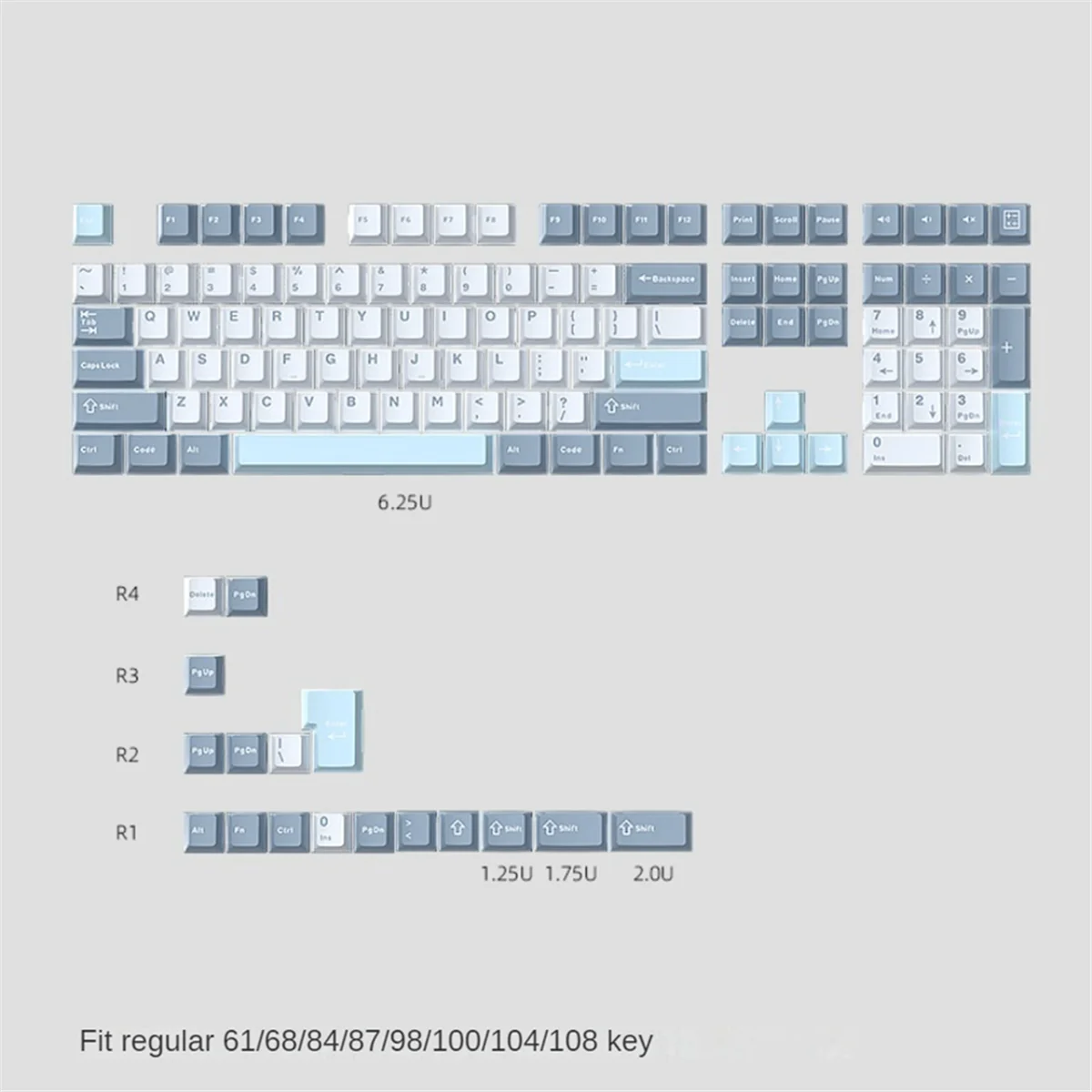 125 Keys PBT Double Shot Keycaps Set Key Caps Cherry Height for MX Mechanical Gaming Keyboard , Type-A