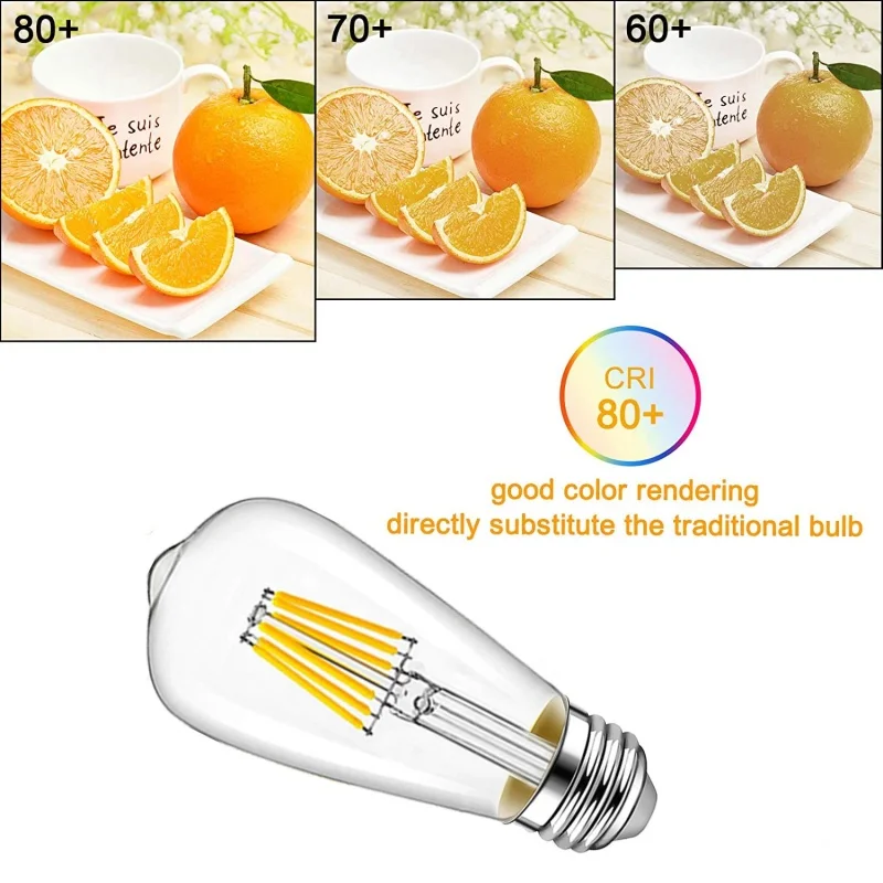 LED Edison Filament Bulbs Lights ST64 E27 2W 4W 6W 8W 12W Dimmable 220V Warm White 360 Degree Energy Lamps