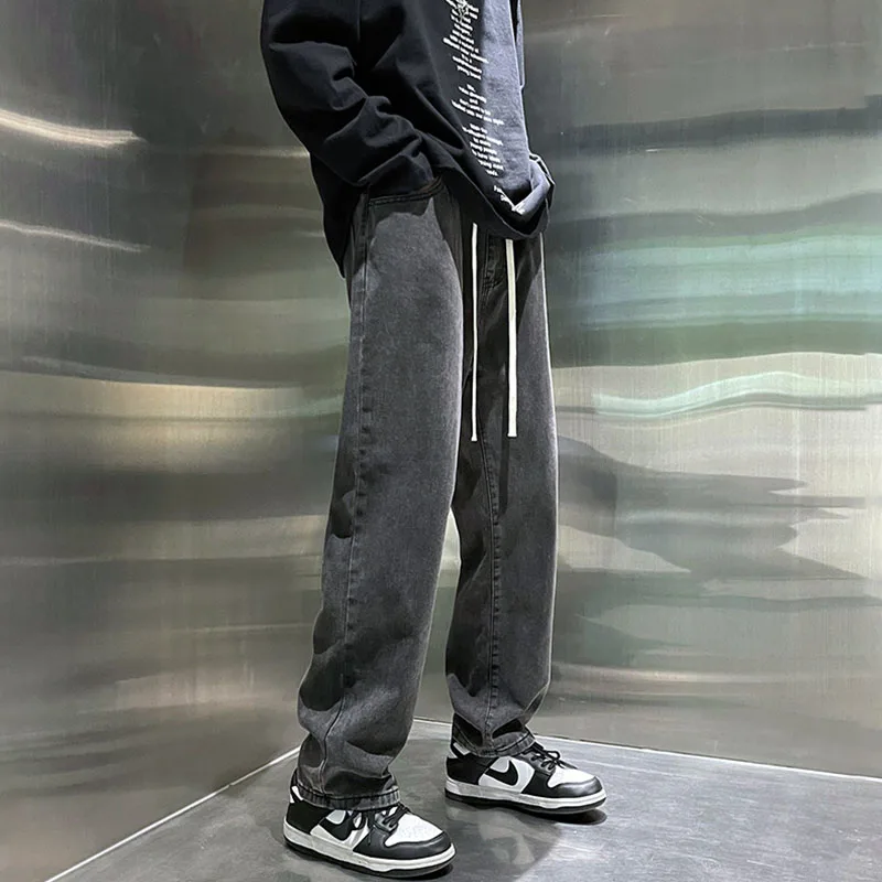 

2026 New Men's Denim Jeans Spring Autumn Korean Sle Faionable Straight Leg Loose Fit Casual Trousers for Youth