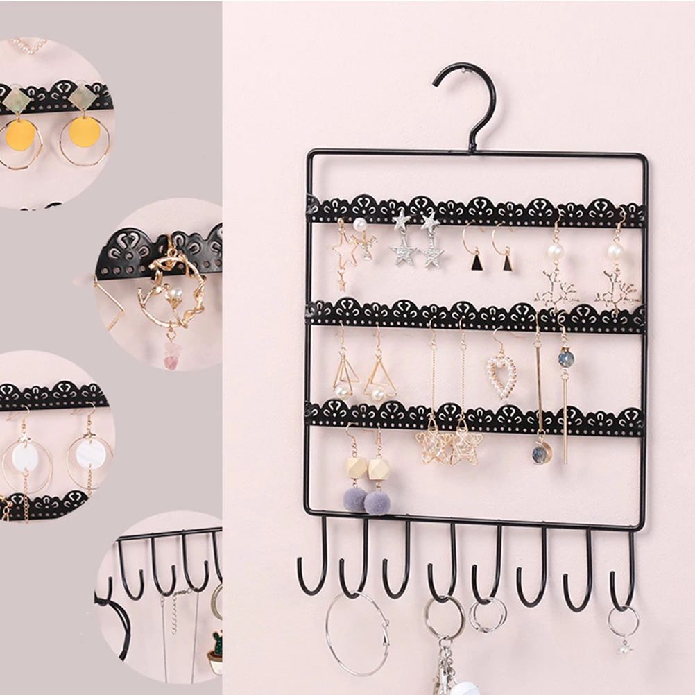 

Wrought Iron Jewelry Stand Hook Necklace Display Hanger Bracelet Organizer Earring Tower Storage Solution Wall Mountable