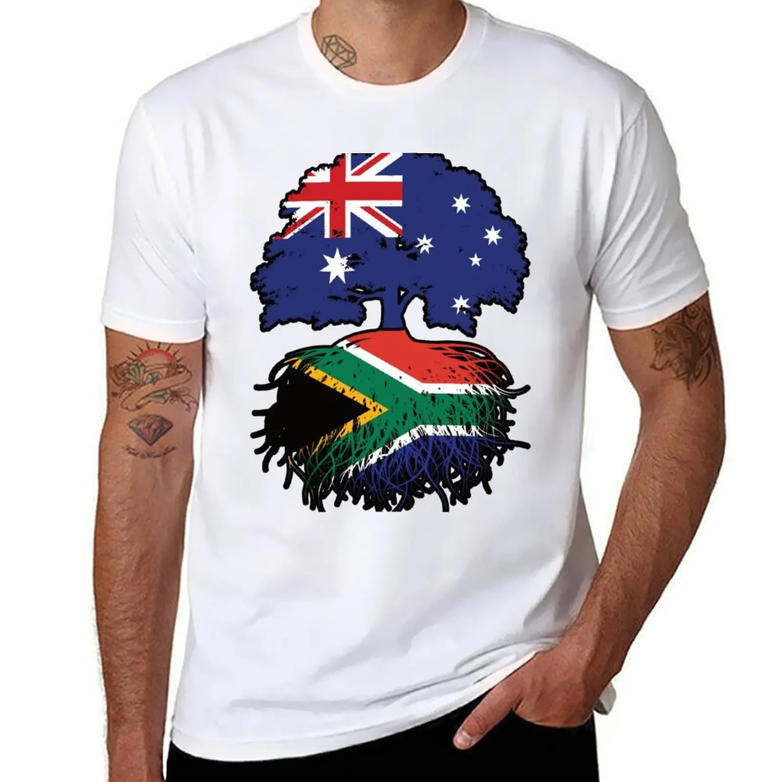 

South Africa South African Australian Australia Tree Roots Flag T-Shirt t shirts with prints T-Shirt