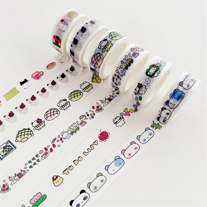 

Декоративная бумажная лента Washi 5 м с милыми рисунками панд, собак и кошек, в корейском стиле, для скрапбукинга и декоденга