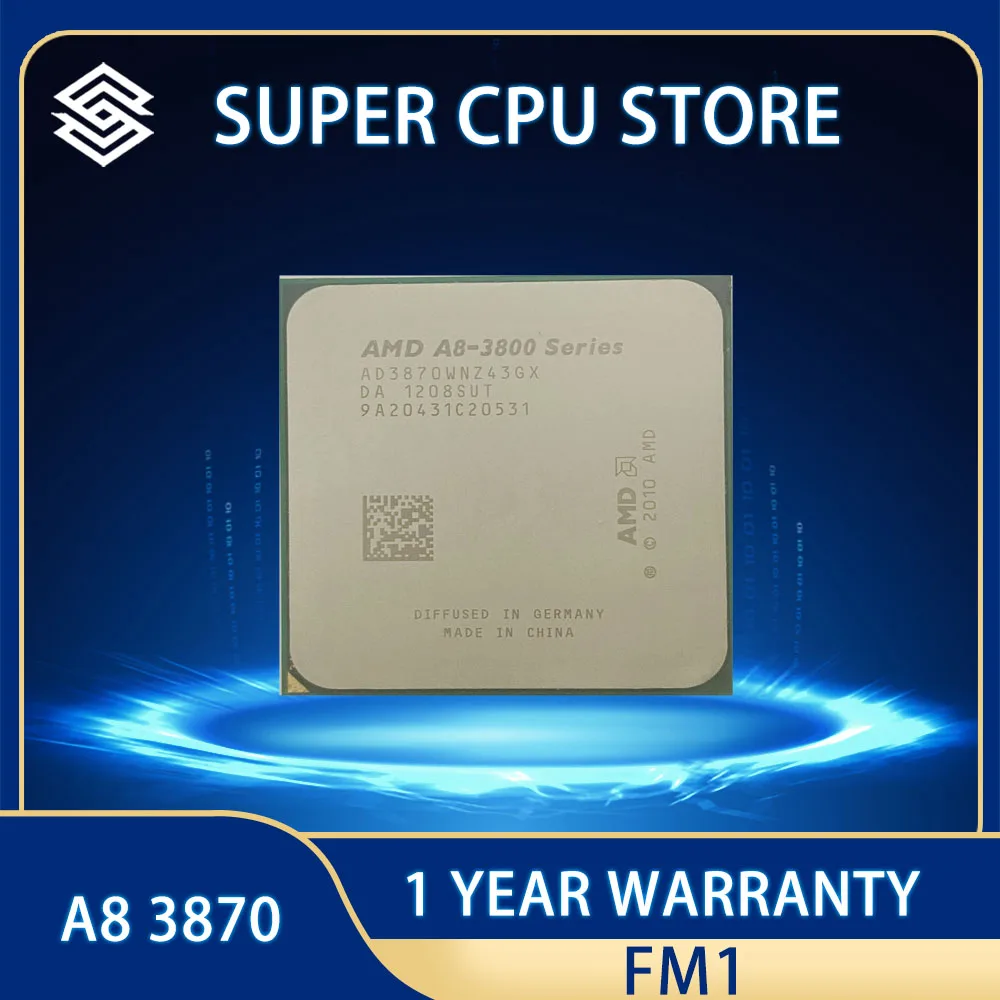 Б/у Процессор AMD A8-Series A8 3870 A8 3870K 3,0 ГГц четырехъядерный процессор AD3870WNZ43GX разъем FM1