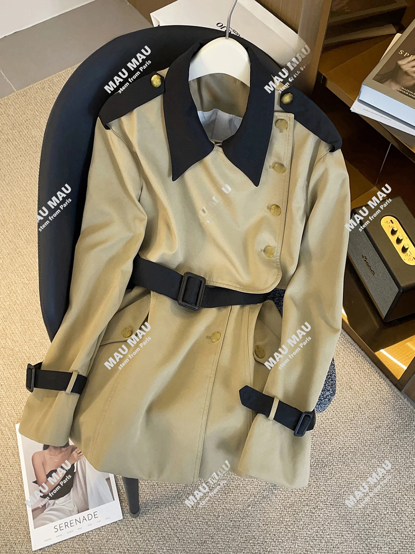 

Высококачественное женское пальто Briti Sle в стиле ретро, ветровка с застежкой на талии, верхняя одежда, осень-зима Utili Jaet Long Sve