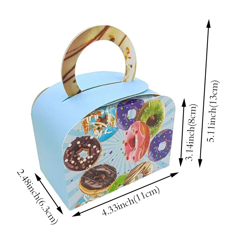 48/96PCS Portable Cookie Doughnut Kids Candy Box Biscuit Baking Boxes for Guests Baby Shower Birthday Party Packaging Bag Favor