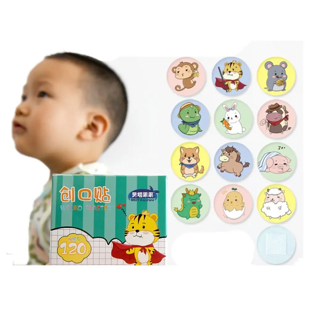

100/120PCS Cartoon Animal Cartoon Bands Aid Wound Dressing Round Invisible Vaccine Patch Skin Dressing Patch Emergency Kit