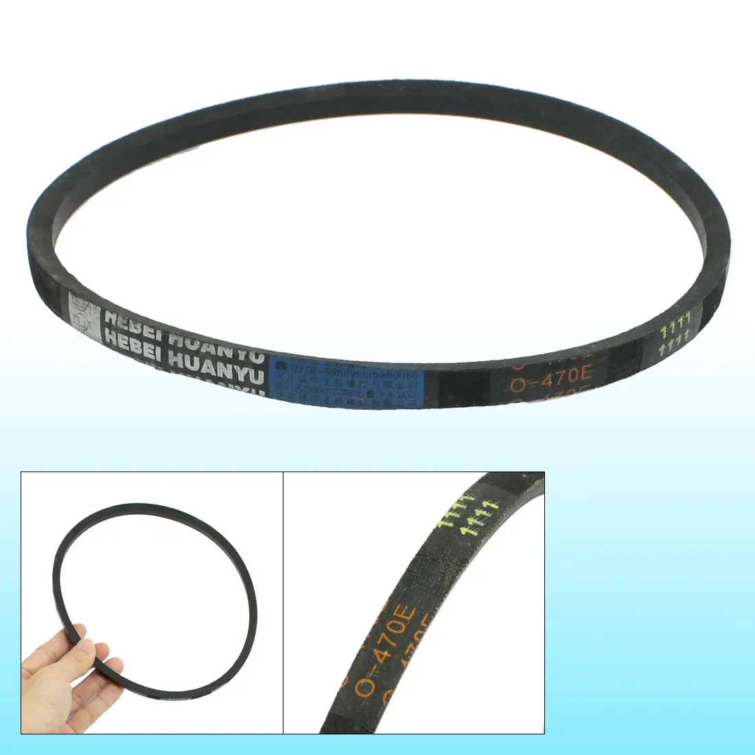 O-470E Black Mechanical Auxiliary Rubber Band Drive Vee Belt 51cm Outer Girth 47cm Inner Girth Machine Transmission Band