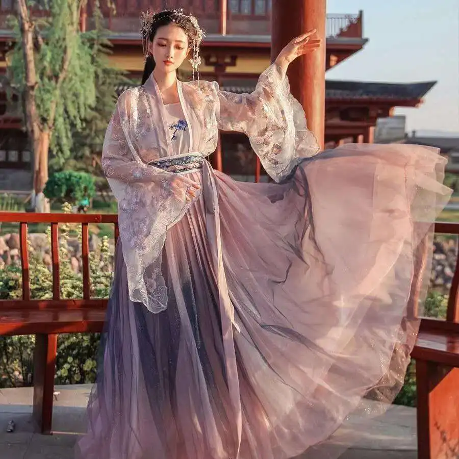 2023 Traditional Women Flower Hanfu Dress Ancient Chinese Costume Beautiful Dance Hanfu Originale Princess Tang Dynasty Robe