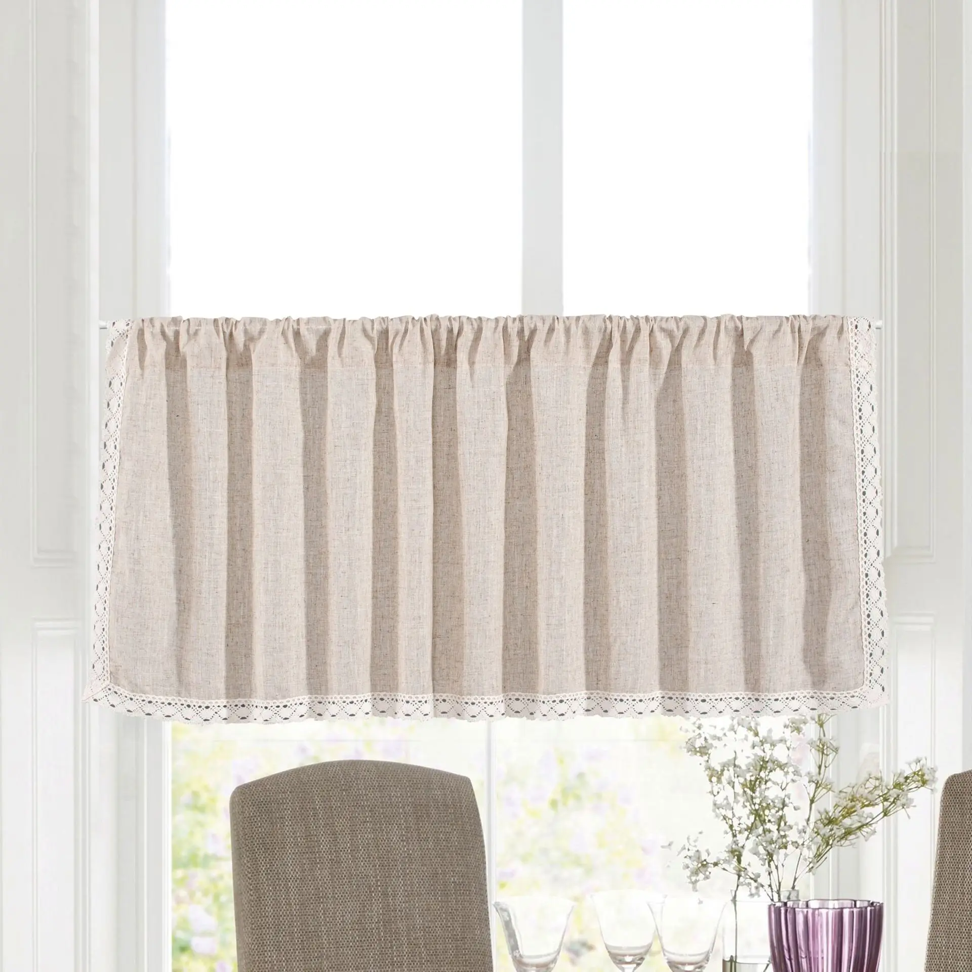 Curtains for Kitchen Cupboard Decorative Vanity Cabinet Dustproof American Style Woven Cotton and Linen Window Curtain