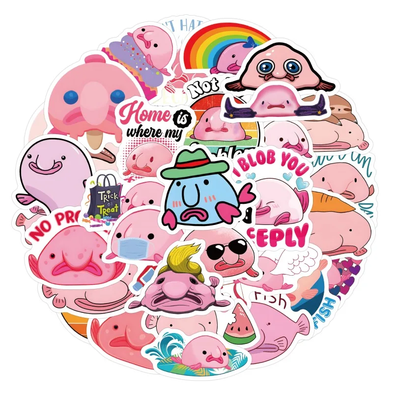 60 pçs blobfish graffiti adesivos mala copo de água papelaria telefone móvel scooter portátil geladeira adesivos decorativos