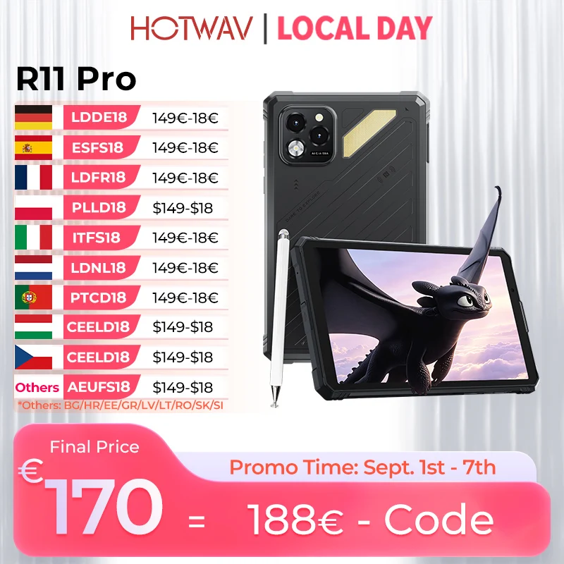 Tablette robuste HOTWAV R11 Pro 8,7'' HD avec écran 120Hz, batterie massive de 10150mAh, charge rapide 20W, Android 16, super lampe de camping, 8 Go de RAM, 256 Go de ROM, appareil photo 64MP + 16MP, 1080P, tablette PC légère avec stylet, GPS, WiFi, OTG. 1 Tablette robuste HOTWAV R11 Pro 8,7'' HD avec écran 120Hz, batterie massive de 10150mAh, charge rapide 20W, Android 16, super lampe de camping, 8 Go de RAM, 256 Go de ROM, appareil photo 64MP + 16MP, 1080P, tablette PC légère avec stylet, GPS, WiFi, OTG. 1