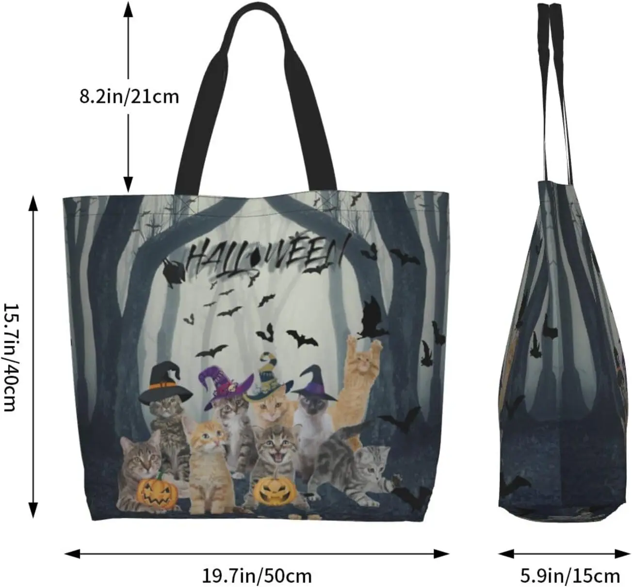 حقيبة حمل قماشية للهالوين السعيدة، حقيبة كتف للهالوين، حقائب بقالة كاجوال للخروج