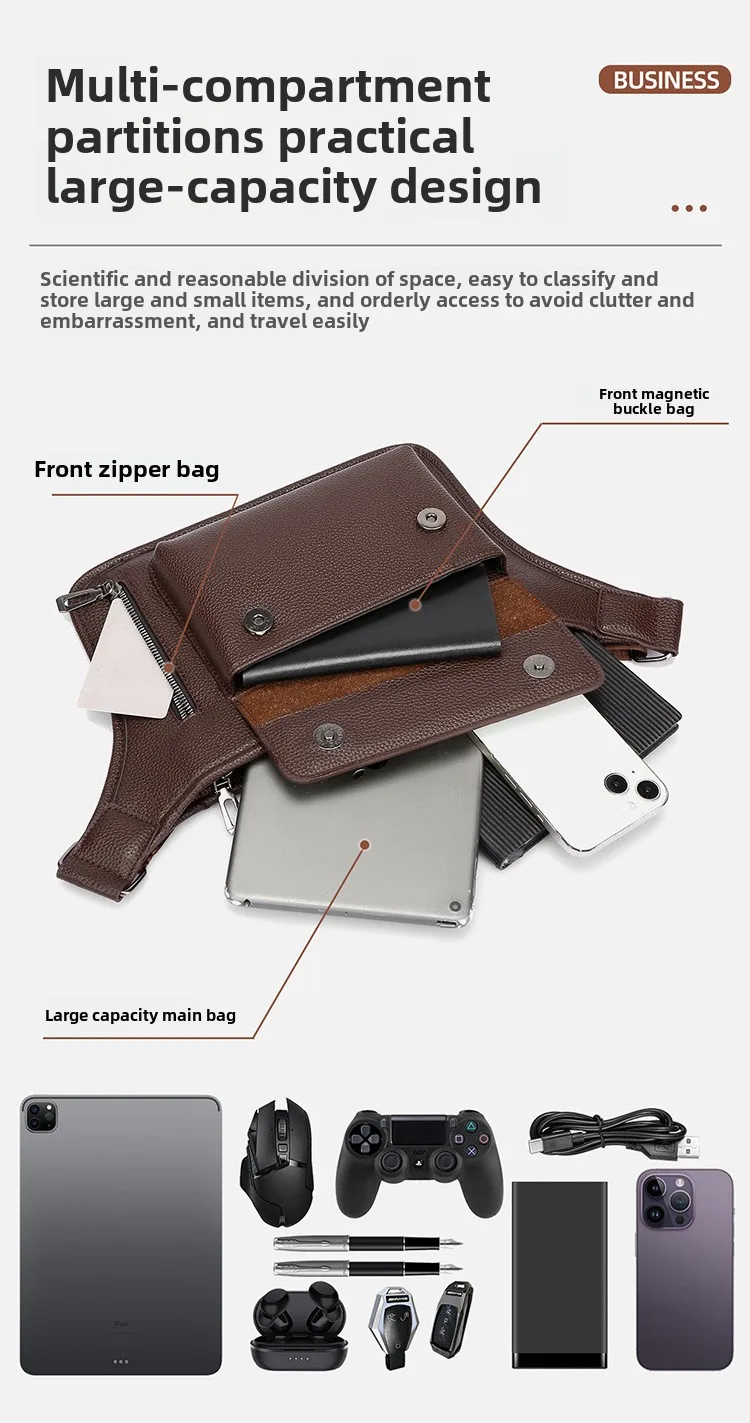 2025 New Men's Retro Chest Bag, Large Capacity Waterproof Shoulder Crossbody Bag, High-end, Dirt Resistant, Portable Sports Bag