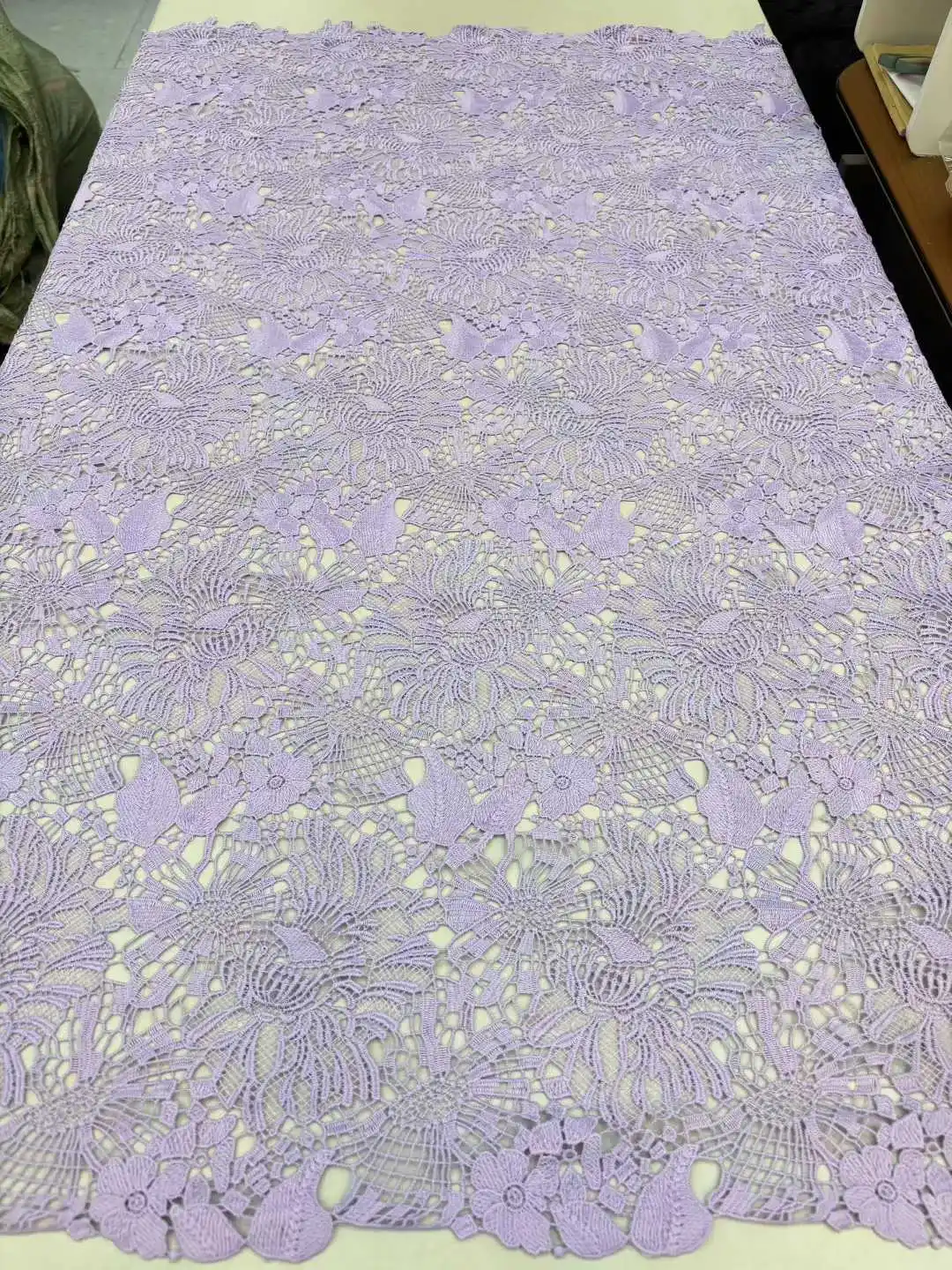 Hot Sale White Guipure Cord Lace Fabric Cotton Lastest African Water Soluble Lace Fabric Nigerian Mesh for Woman Dresses SZ1538
