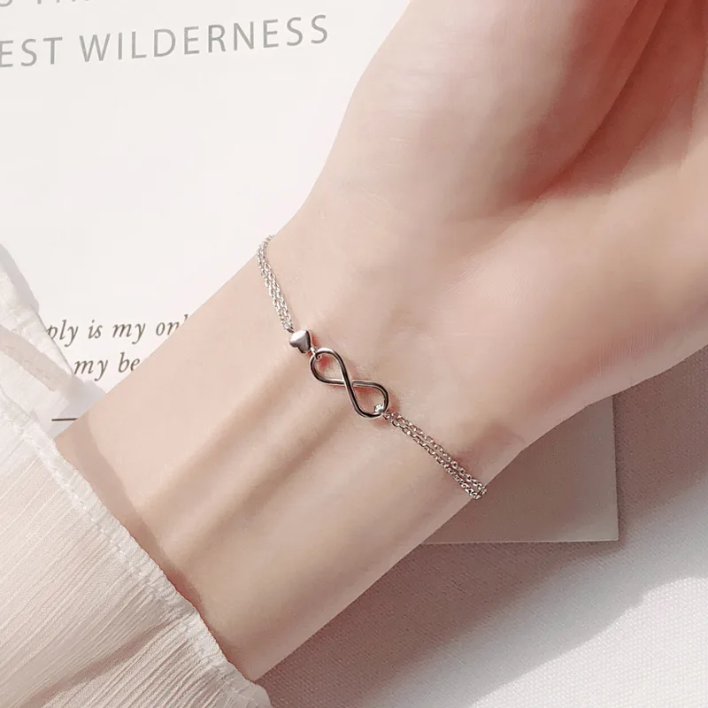 VENTFILLE Silver Color Endless Love Bracelet for Women Girl Gift Eternal Heart Jewelry 925 Stamped Dropshipping Wholesale