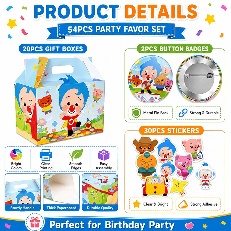 PLIM Cartoon Pattern Paper box Brooch Sticker Set Party Supplies Birthday Decor Card Making Scrapbook Album Craft Accent Art Set view 3