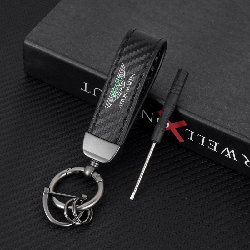 High-Grade Leather Car Styling Keychain Pendant Ring Chain For Aston Martin Vantage Coupe Vantage Roadster Vantage S Accessories