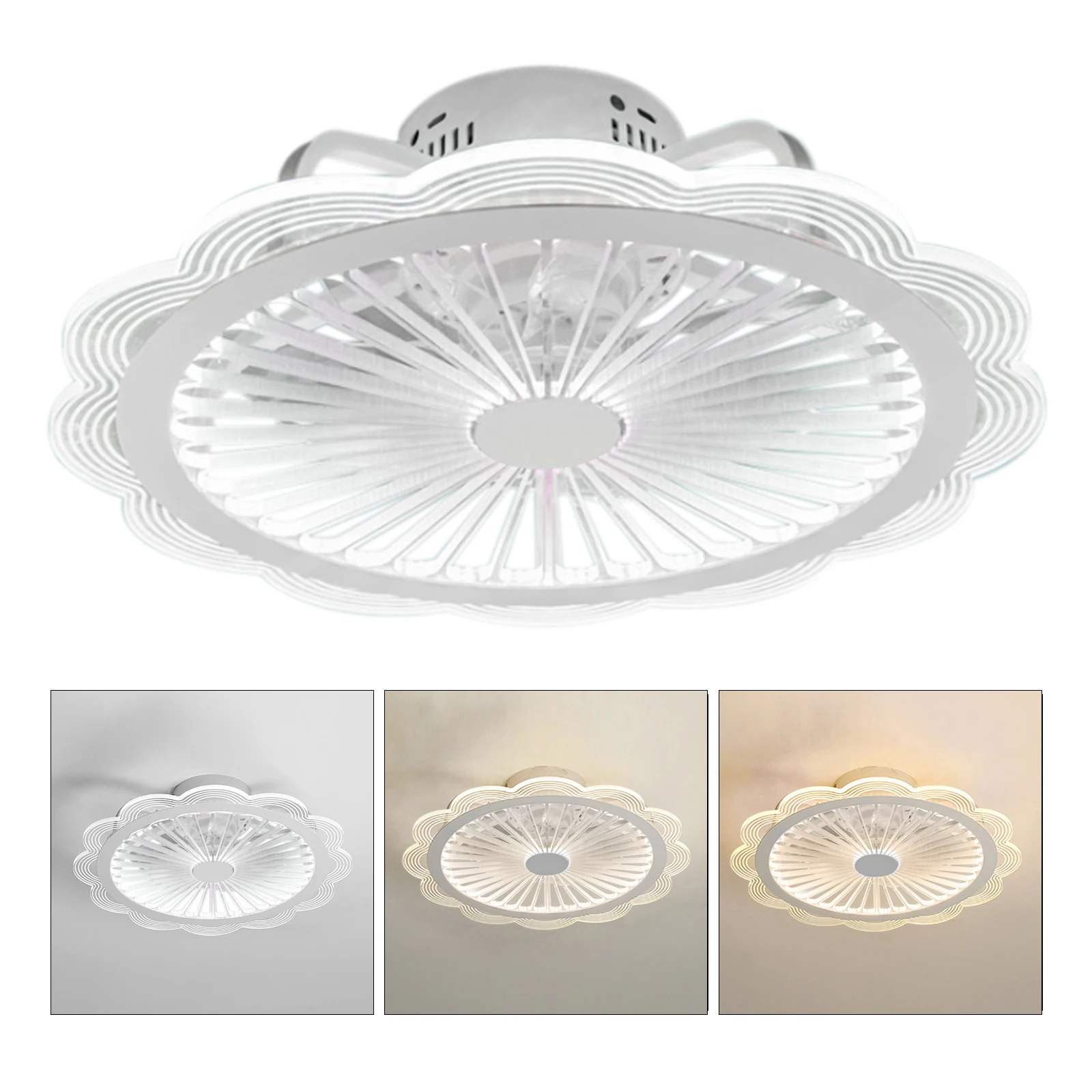 Ceiling Fans with LED Light, Flower-Shaped Design, Adjustable 7 Blade Speed, Remote Control for Light & Wind Settings