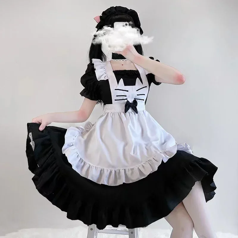 A Cute cat maid outfit black and white maid restaurant cosplay dress cute girl lolita lolita uniform