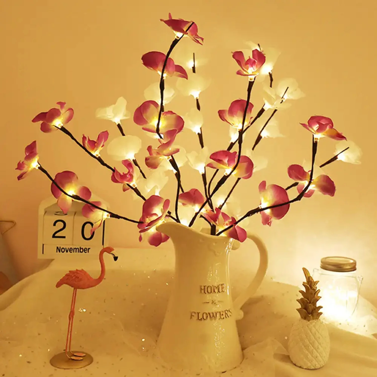 73cm 20leds Simulation Orchid Bouquet Light String LED Desktop Vase Flower Branch Lamp  Wedding  Year Holiday Party Decor Luces