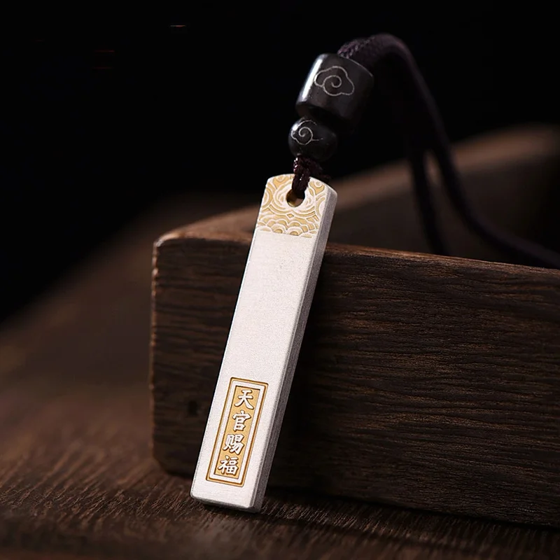 

Blessing Auspicious Remarks Safety Card Pendant Men Jewelry Lucky Auspicious Clouds Necklace Women Choker Accessories