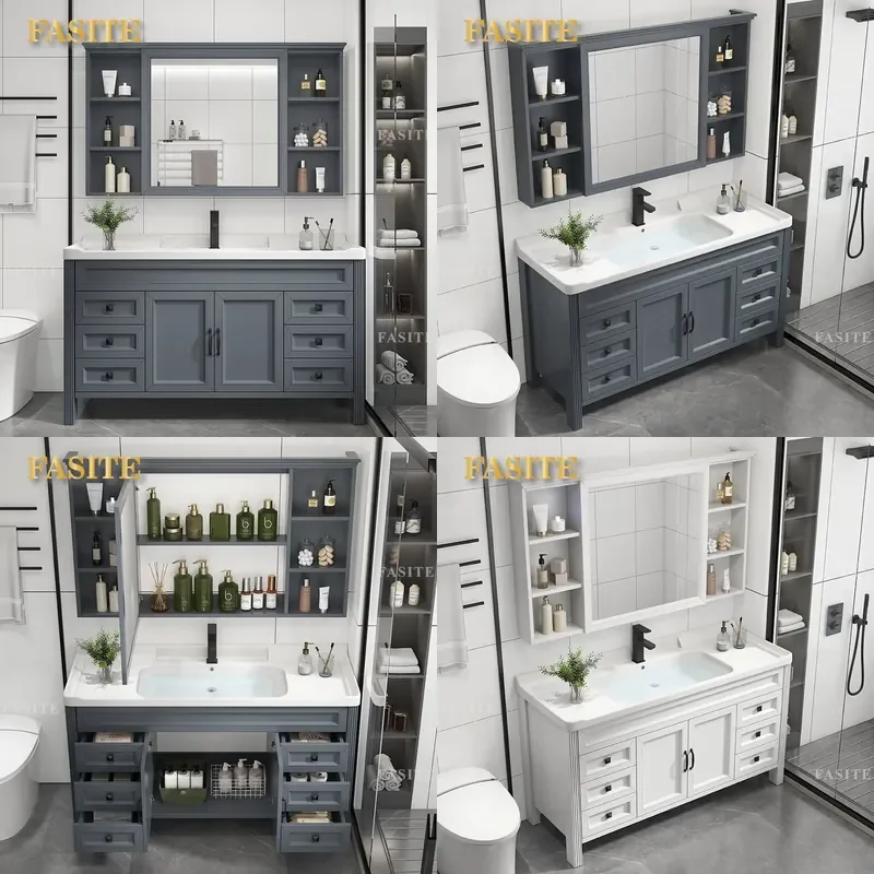 For Carbon Fiber Bathroom Cabinet Ceramic Integrated Basin Washbasin Countertop Combo Modern Vanity Unit Space Saving Durable