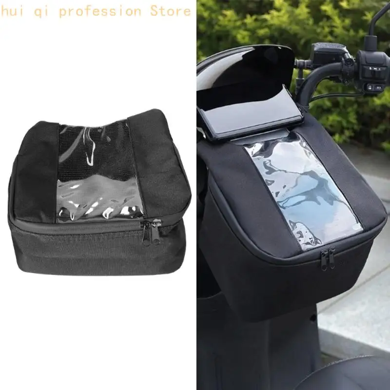 Handlebar Storage Bag with Clear Phone Window, Zippered Pocket and Strap Mount for Daily Commute Checks and Route View H8WE