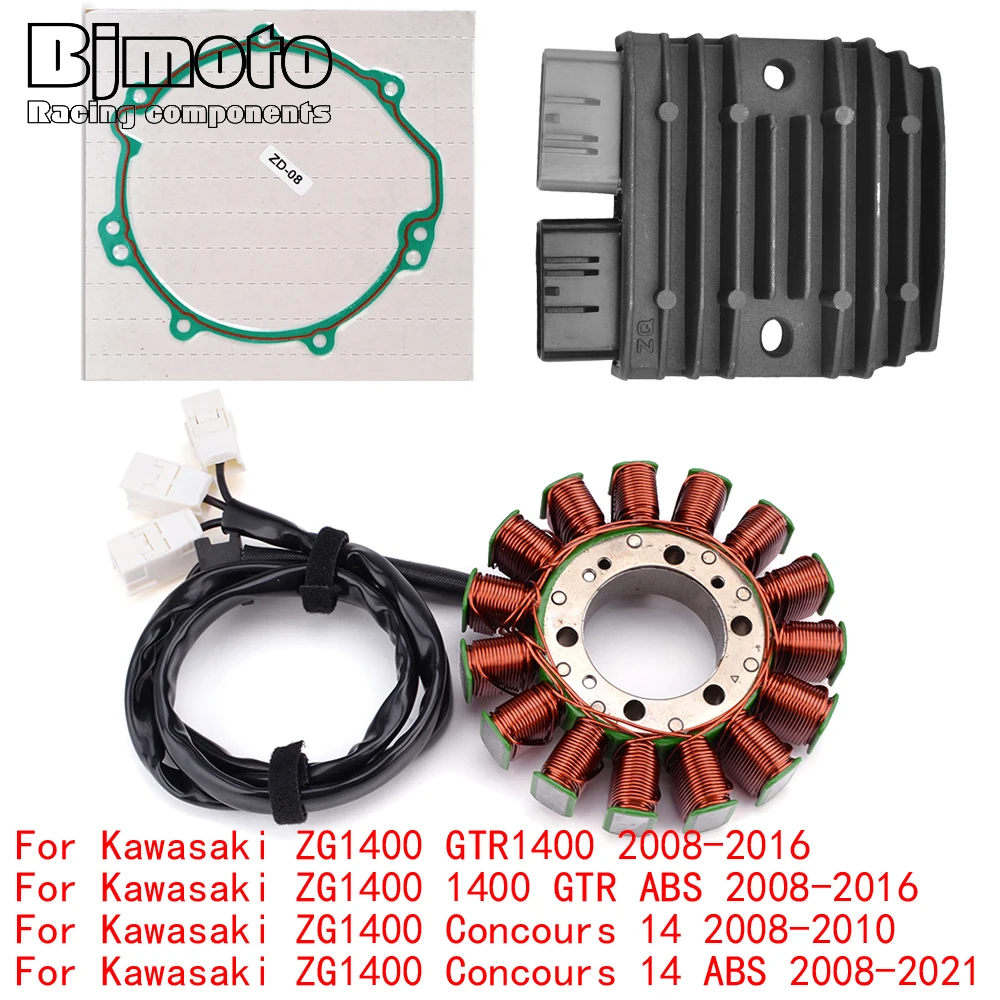 

For Kawasaki ZG1400 GTR1400 1400 GTR Concours 14 ABS 2008-2021 Engine Stator Coil+Voltage Regulator rectifier with Gasket