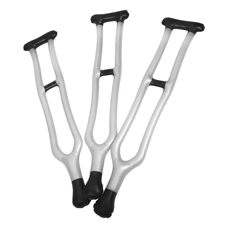 3pcs Stage Kids PVC Prank Party Toy Inflatable Walker Simulation Crutches Inflatable Walking Stick Prank Walking Canes