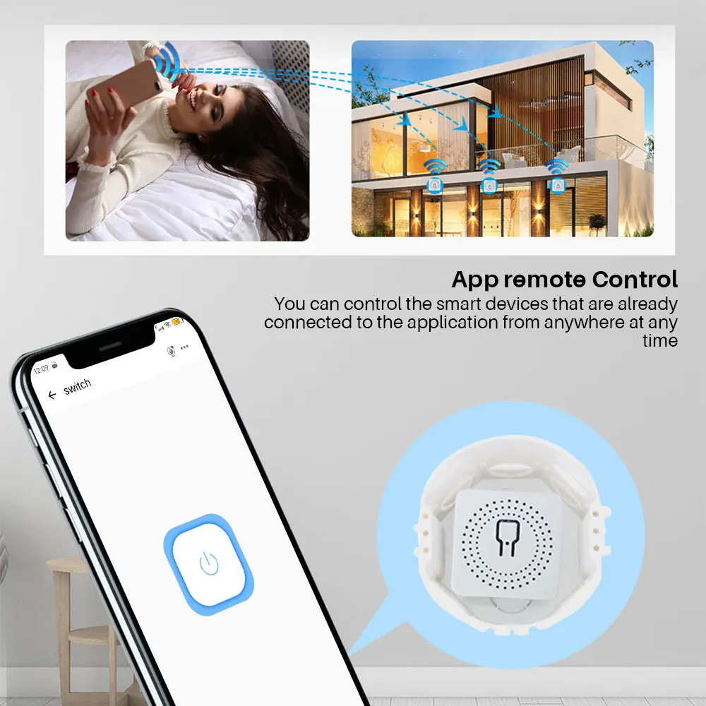 eWeLink 16A Mini DIY Wifi Smart Switch Support Two-way Control Smart Home Otomasi Bekerja Alexa Google Assistant Remote Control