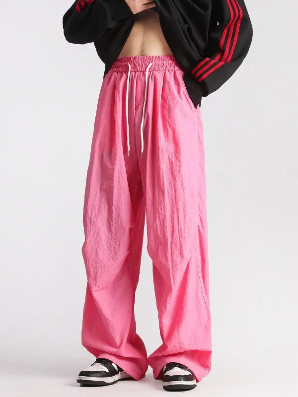 

Retro American Paratrooper Work Pants Loose Qui Dry Wide Leg Casual Trousers ex Spring Trendy Cotton Polyester Blend